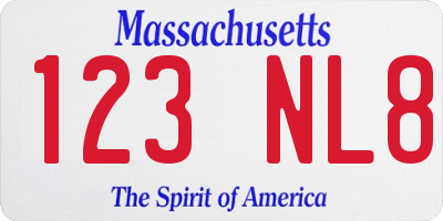 MA license plate 123NL8