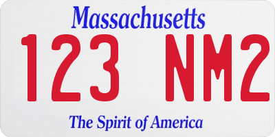 MA license plate 123NM2