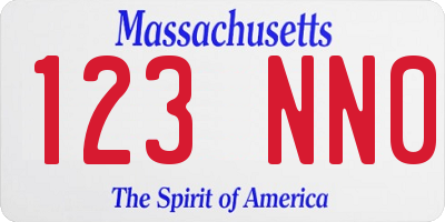 MA license plate 123NN0