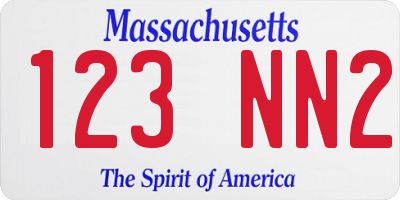 MA license plate 123NN2