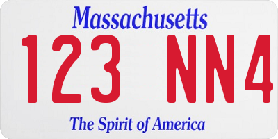 MA license plate 123NN4