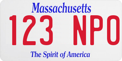 MA license plate 123NP0