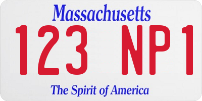 MA license plate 123NP1
