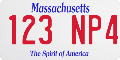 MA license plate 123NP4