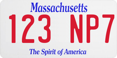 MA license plate 123NP7