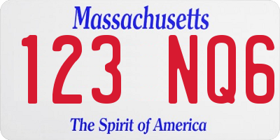 MA license plate 123NQ6