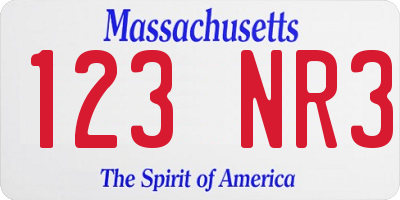MA license plate 123NR3