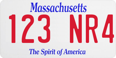 MA license plate 123NR4