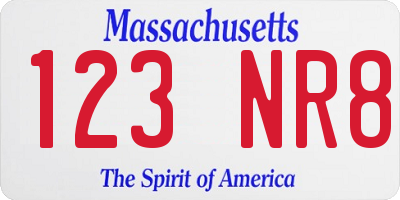 MA license plate 123NR8