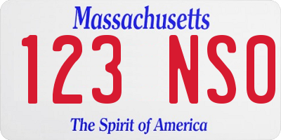 MA license plate 123NS0