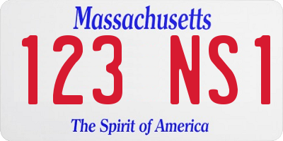 MA license plate 123NS1