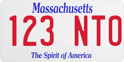 MA license plate 123NT0