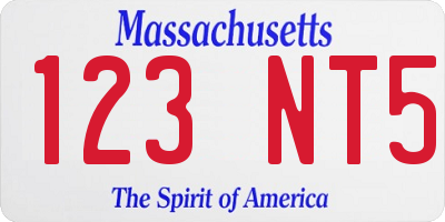MA license plate 123NT5