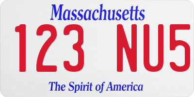 MA license plate 123NU5