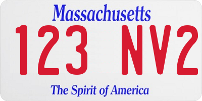 MA license plate 123NV2