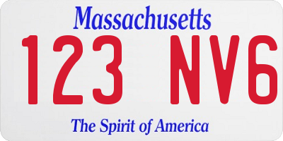 MA license plate 123NV6