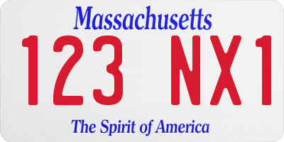 MA license plate 123NX1