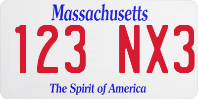 MA license plate 123NX3