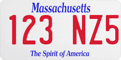 MA license plate 123NZ5