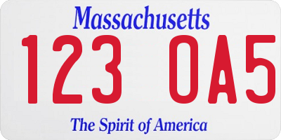 MA license plate 123OA5
