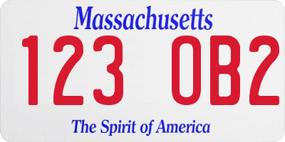 MA license plate 123OB2