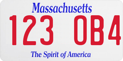 MA license plate 123OB4