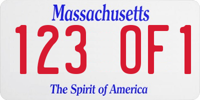 MA license plate 123OF1