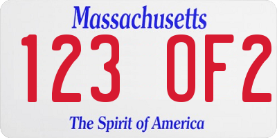 MA license plate 123OF2