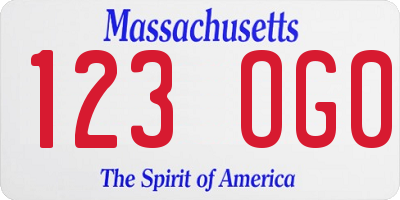 MA license plate 123OG0