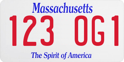 MA license plate 123OG1