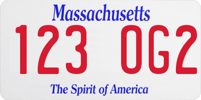 MA license plate 123OG2
