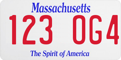 MA license plate 123OG4