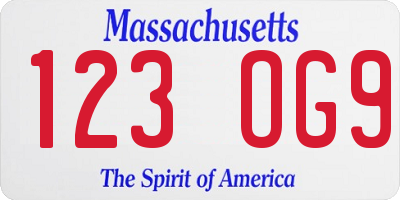 MA license plate 123OG9