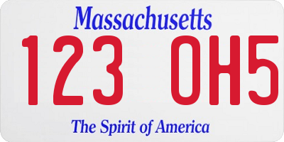 MA license plate 123OH5