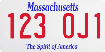 MA license plate 123OJ1