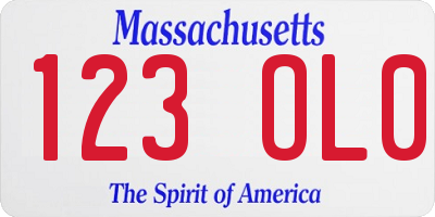 MA license plate 123OL0