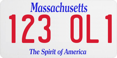 MA license plate 123OL1