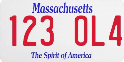 MA license plate 123OL4