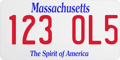 MA license plate 123OL5