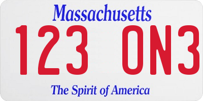 MA license plate 123ON3