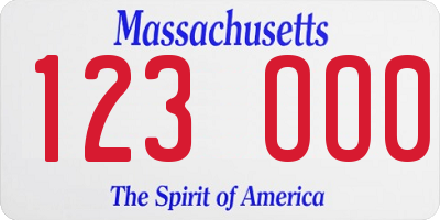 MA license plate 123OO0