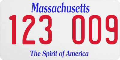 MA license plate 123OO9