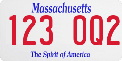 MA license plate 123OQ2