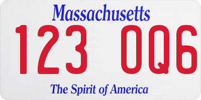 MA license plate 123OQ6