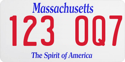 MA license plate 123OQ7