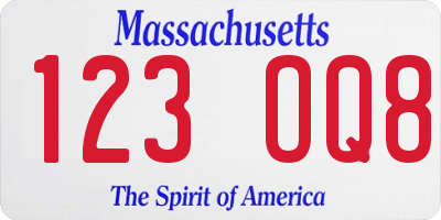 MA license plate 123OQ8