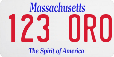 MA license plate 123OR0