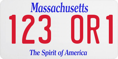MA license plate 123OR1