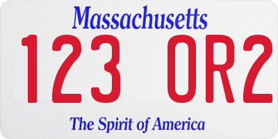 MA license plate 123OR2
