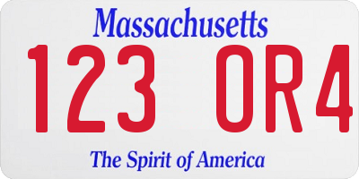 MA license plate 123OR4